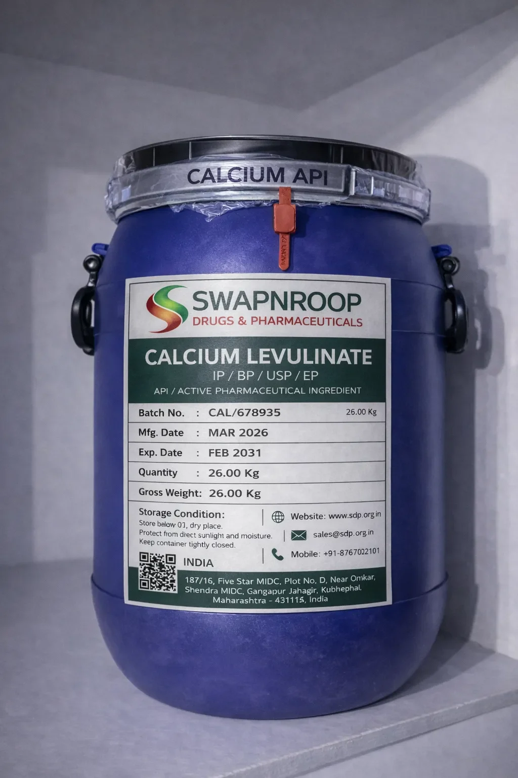 Calcium Levulinate API Manufacturer and Bulk Supplier in Maharashtra, India – Swapnroop Pharma